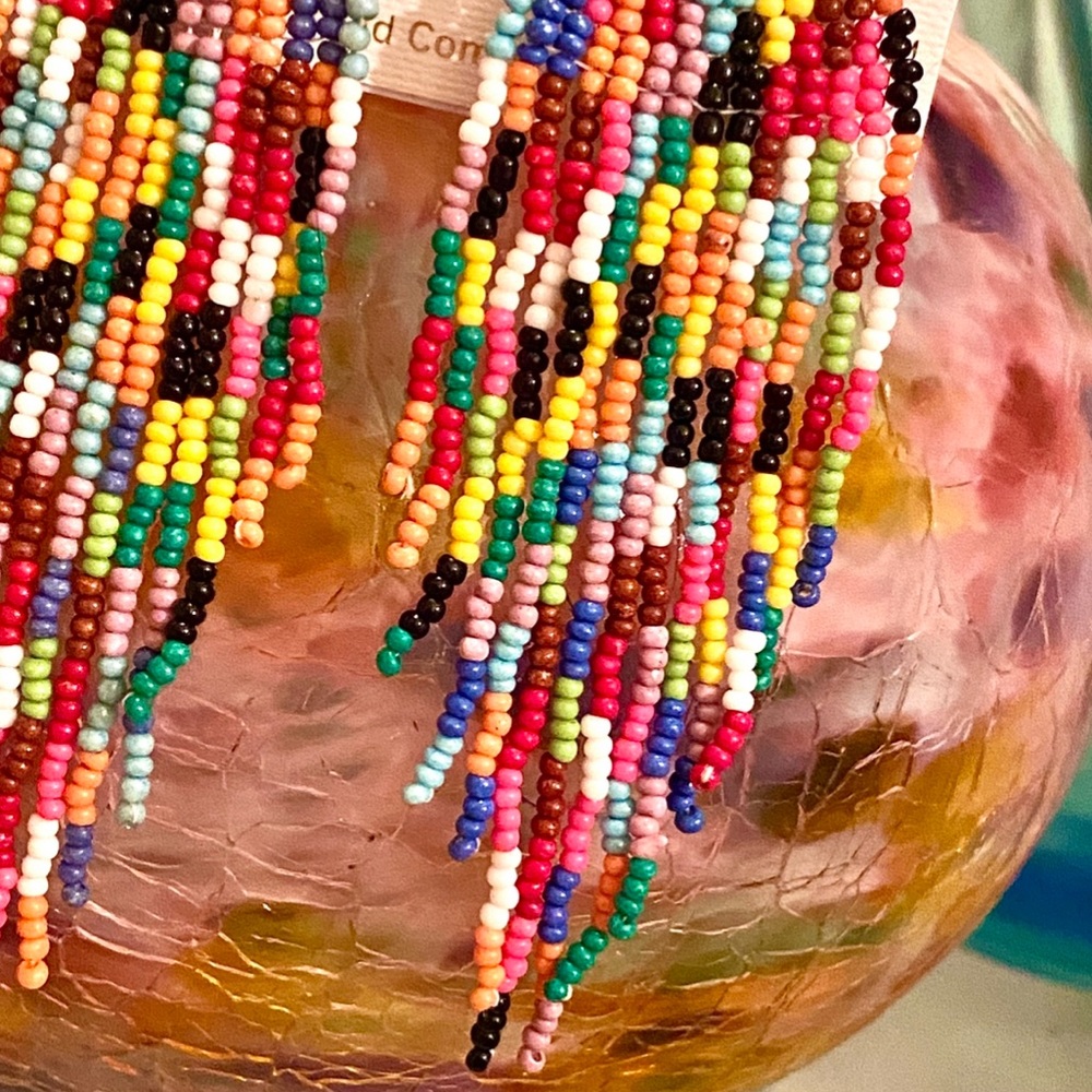 NWT Neiman Marcus/Panacea Rainbow Fringe Chandeliers - Picture 11 of 13